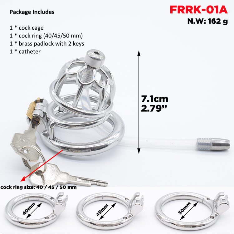 Total high: 52mm &nb... FAAK - Chastity Cage 01 w Catheter 45mm - Silver photo-12