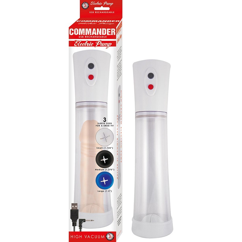 The Commander USB Rechargeable Electric Penis Pump is a revo... Nasstoys - Commander Electric Pump - White photo-3