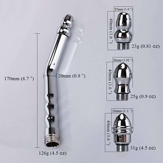 Head size:
A: 25mm*40mm head
B: 26mm*40mm head
C: 28mm*40mm
... MT - 3 Heads Shower Enema Douche photo-5