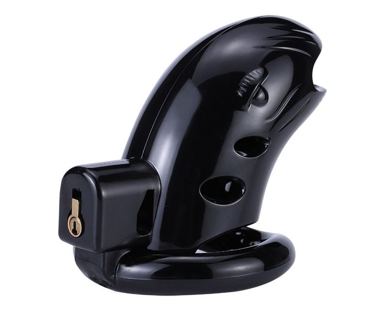 Male lockable chastity device made from safe and comfortable... MT - Plastic Chastity Cage w Magic Lock - Black photo-5