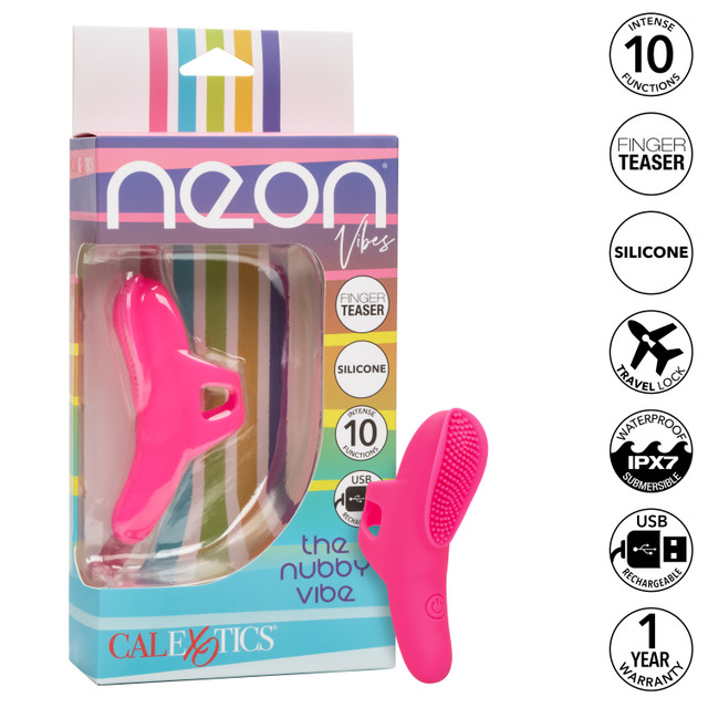 Indulge in a world of enhanced pleasure with the Neon Vibes ... CEN - Neon Nubby Finger Vibrator - Pink photo-10