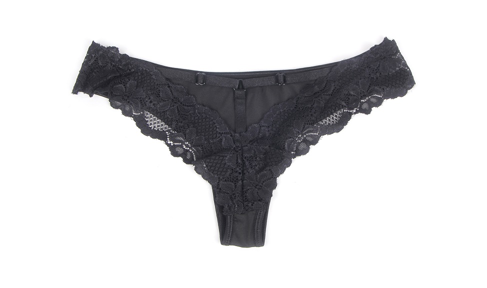 Main fabric is milk silk, soft and comfortable. The back fea... Ohyeah - Lace Hollow Out Panty - Black - M photo-8