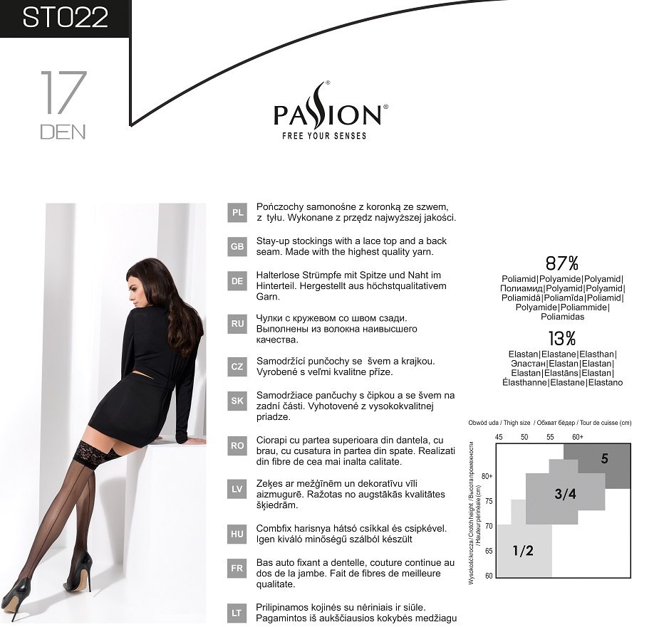 Live amazing experiences and feel like a goddess with this s... Passion - ST022 Stockings - Grafit - 3/4 photo-3