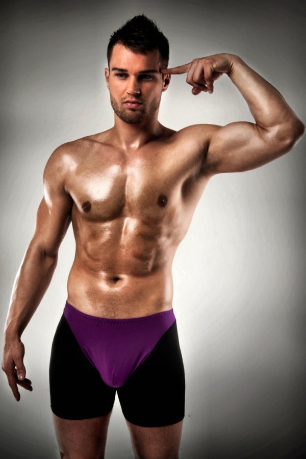Unusual cut, interesting colors. Black will look elegant and... Passion - Men's Thong 009 - Violet - L/XL photo-3