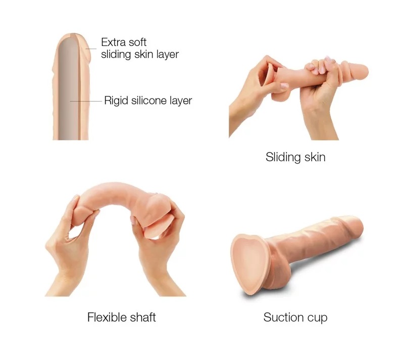 The only dual density silicone Sliding skin realistic dildo ... Strap-On-Me - Sliding Skin Dildo XL - Vanilla photo-7