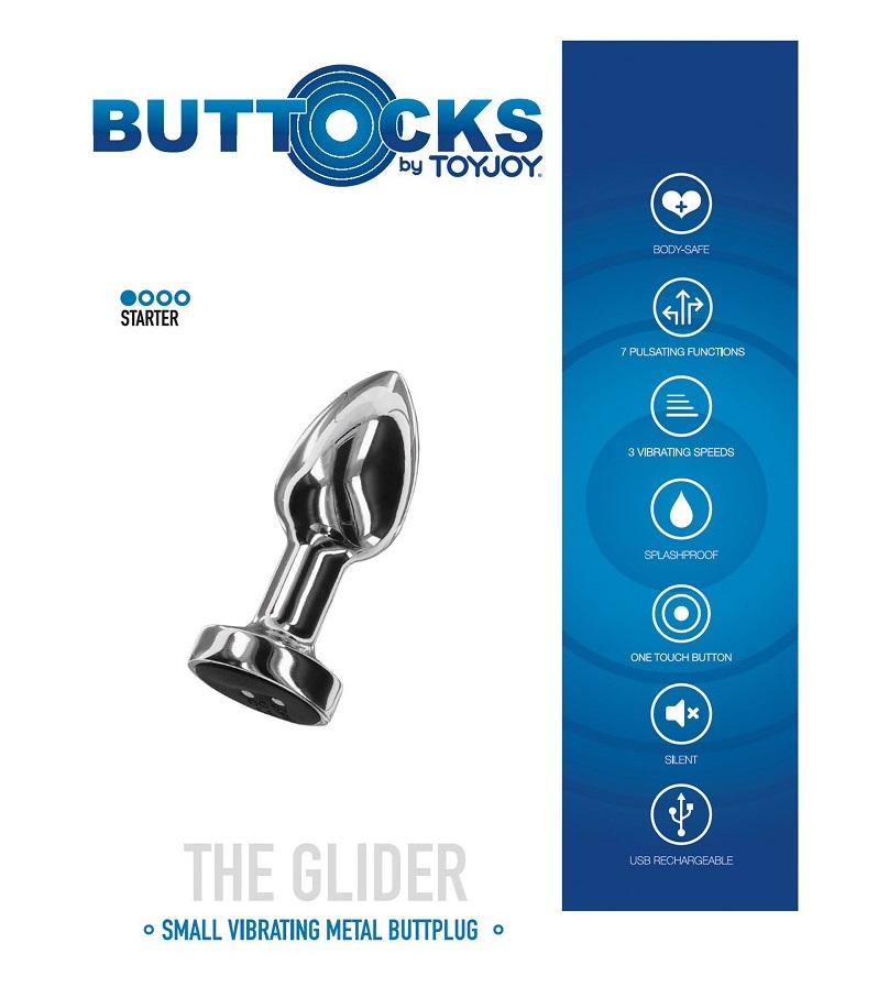 The Glider from Buttocks by TOYJOY - the ultimate anal plug ... ToyJoy - Glider Vibro Butt Plug S - Silver photo-3