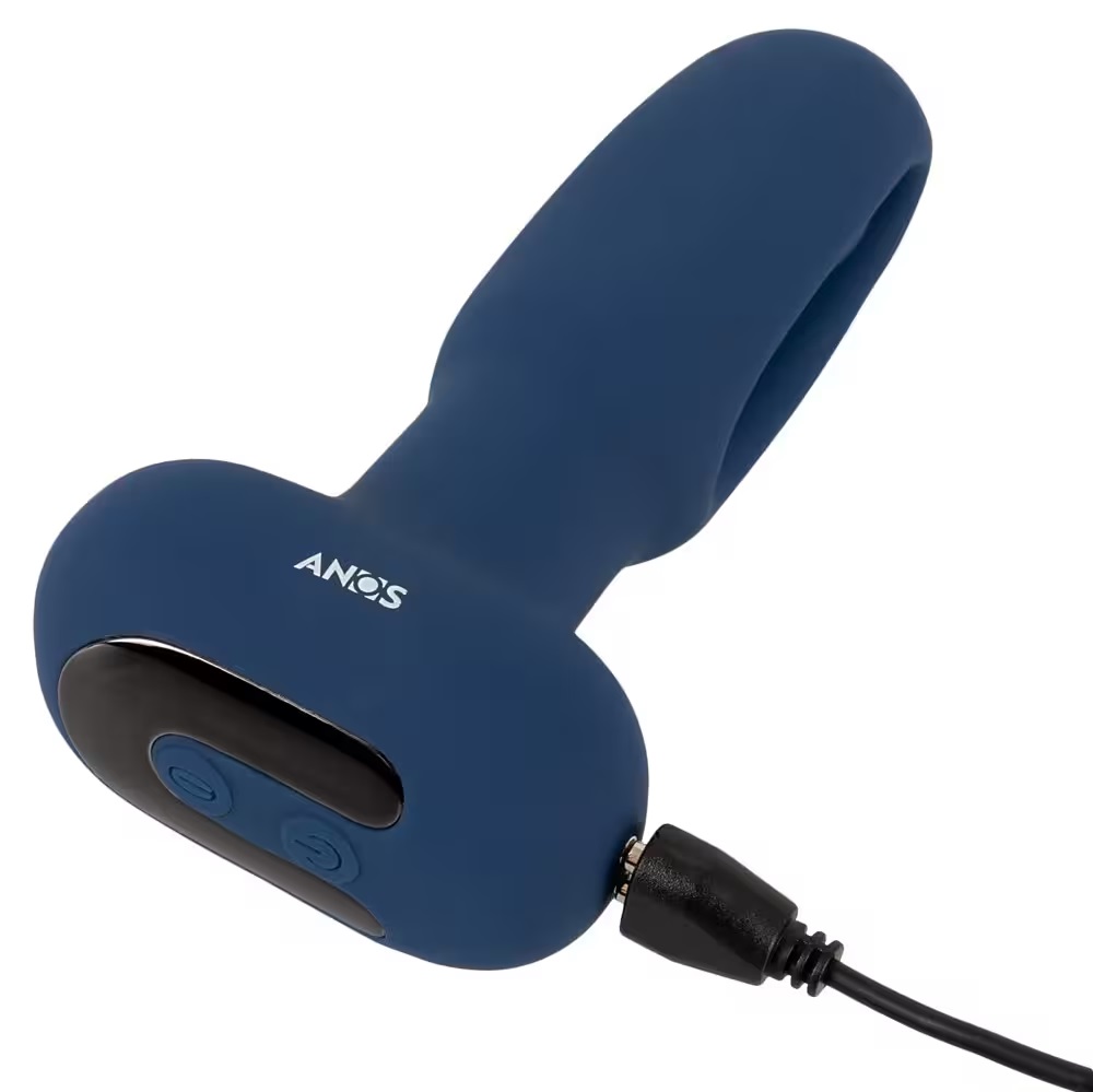 With an innovative flicking tongue function!
The cone-shaped... ANOS - Flicking Vibro Butt Plug - Blue photo-9