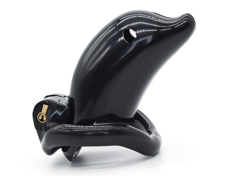 Total high: 110mm &... FAAK - Long Dolphin Chastity Cage - Black photo-2