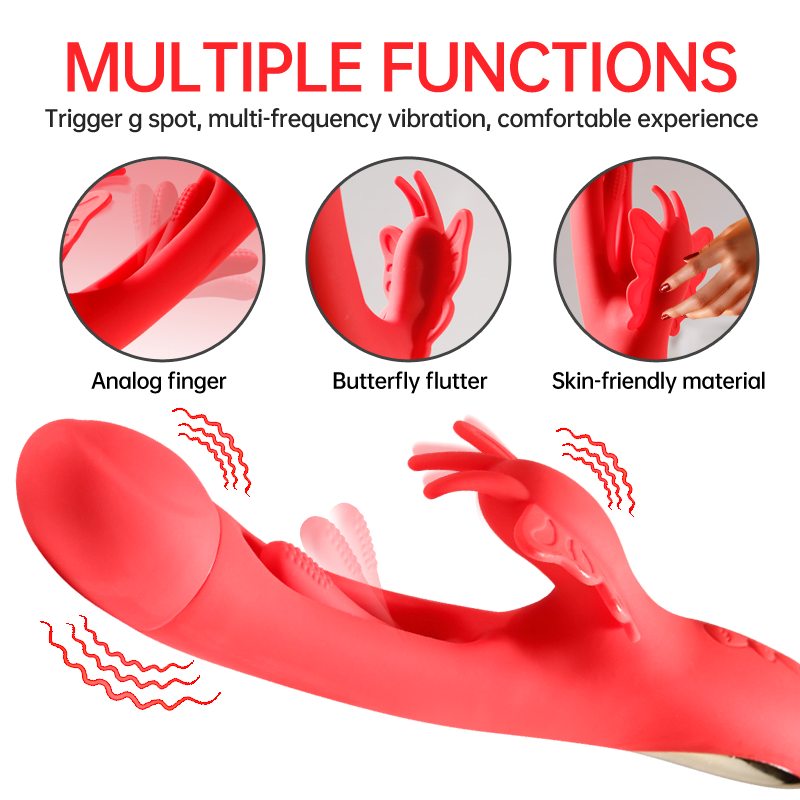 Secwell designed this product as a vibrator with ... Secwell - Butterfly Flicking Rabbit Vibrator - Red photo-3