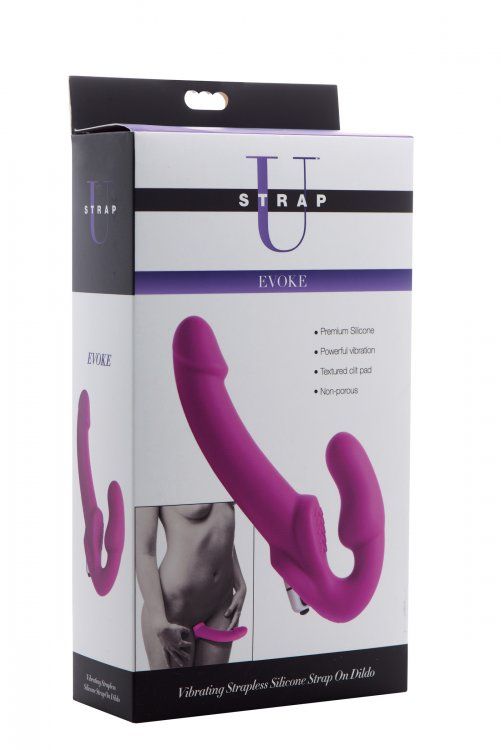 This vibrating silicone strap on dildo requires no harness, ... Strap U - Vibrating Strapless Silicone Strap-on Dildo - Pink photo-5
