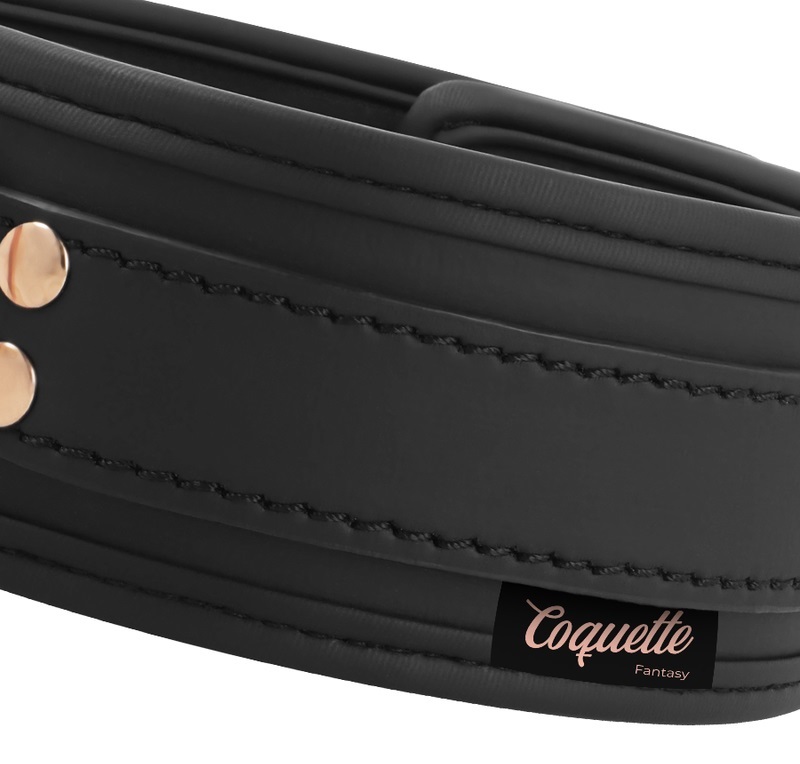 COQUETTE FANTASY necklace with 100% nickel free metal ch... Coquette - Collar Vegan Leather - Black photo-5