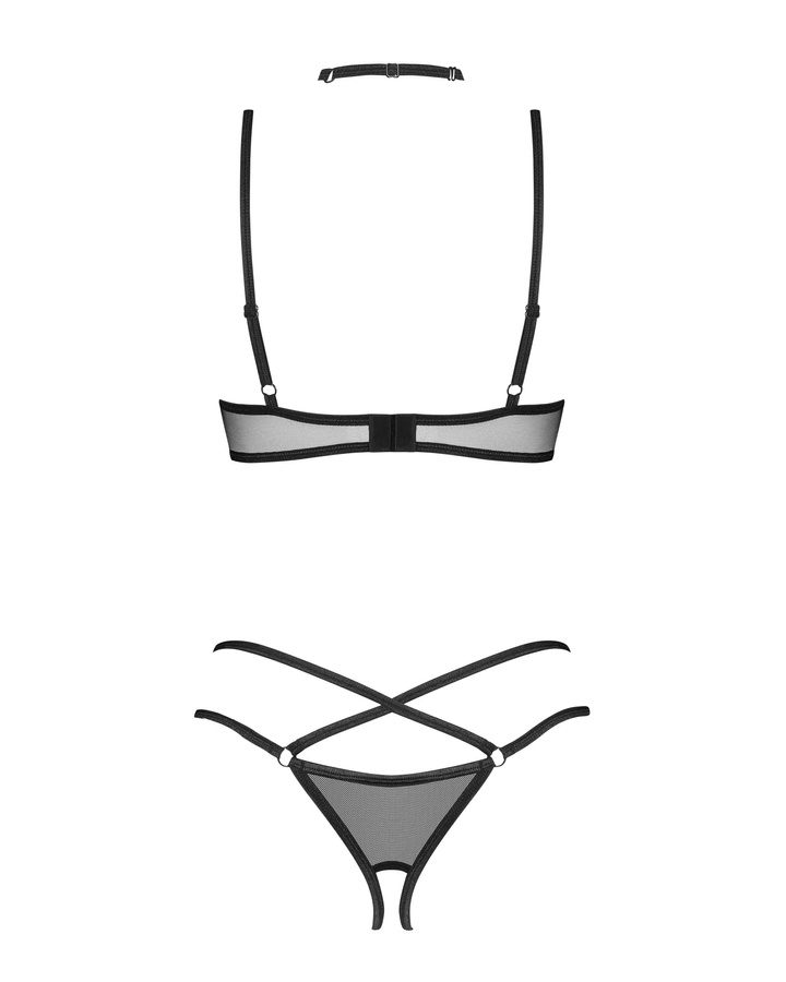 Dreaming of lingerie that can guarantee heat in the bedroom ... Obsessive - Donarella Crotchless 3pcs Set - Black - M/L photo-5