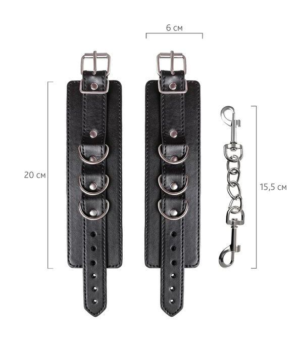 Cuffs are made of genuine leather with a velour lining. Nick... Anonymo - Handcuffs - Black photo-12