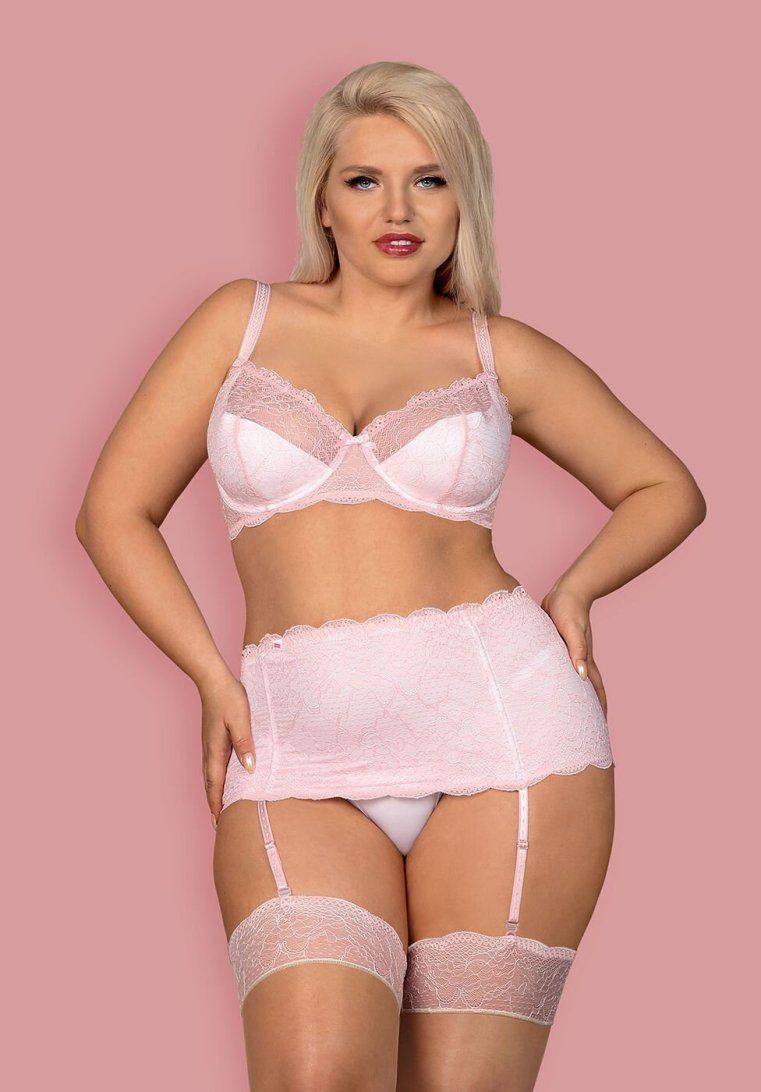 Are you a big fan of sexy lace and subtle colours? Do you fe... Obsessive - Girlly 3-pcs Set - Pink - XXL photo-6