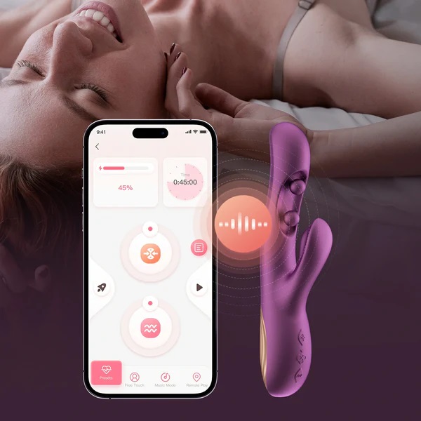 Seamlessly connect and explore customized settings for a per... Honey Play Box - Gem App Sensing Rabbit Vibrator - Black photo-2