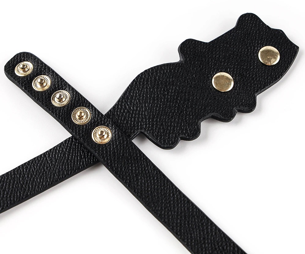 Black Cat Handcuffs Real Leather MT - Cat Leather Handcuffs - Black photo-8
