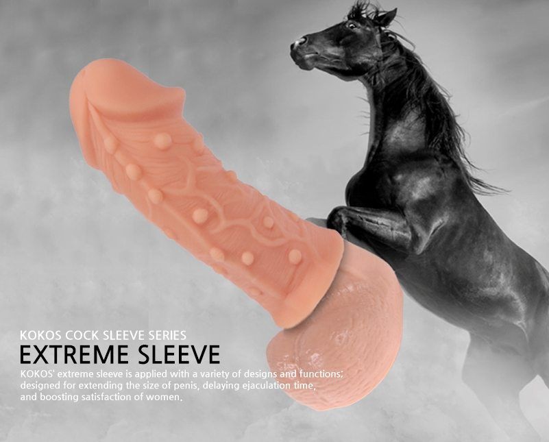 Kokos Extreme Sleeve ES-006 - very elastic nozzle on the pen... Kokos - Extreme Dotted Realistic Cock Sleeve M - Flesh photo-9