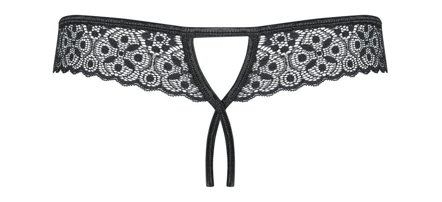 Wanna spice up a romantic evening with your lover? This naug... Obsessive - Shibu Crotchless Thong - Black - S/M photo-11