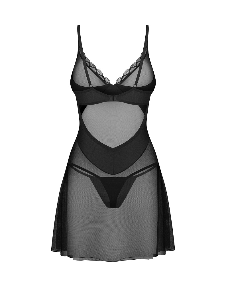 Feel beautiful and seductive in the black Stelisa chemise. T... Obsessive - Stelisa Chemise & Thong - S/M photo-6