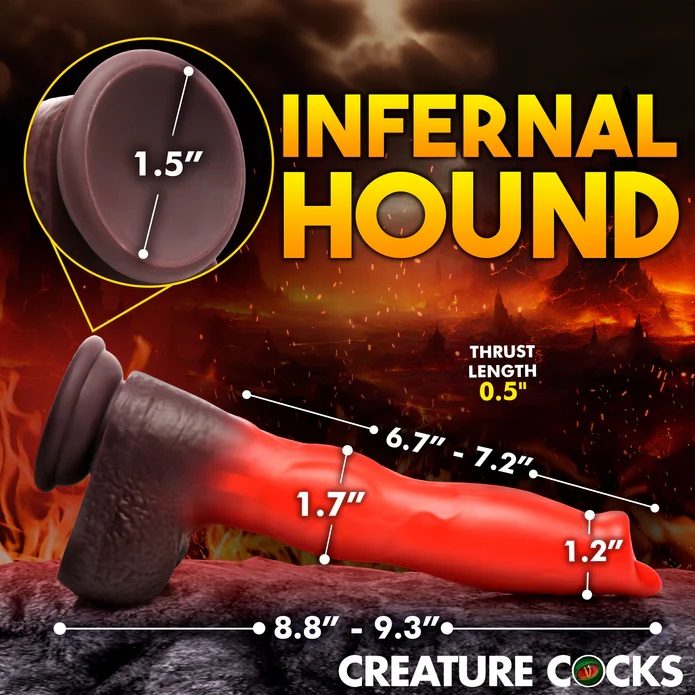 The hell hound is back and he's ready to ram down your d... Creature Cocks - Ramming Hound Thrusting Dildo - Black/Red photo-10