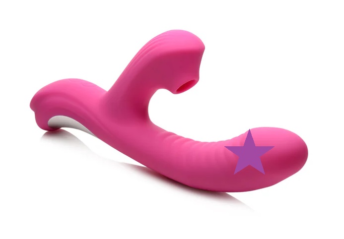 Come Hither back and forth massaging shaft with suction stim... Power Bunnies - Come Hither 43X Rabbit Vibrator - Pink photo-2