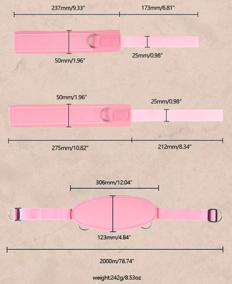 Adjustable bondage belt with hand and ancle cuffs
Material:... MT - Restraint Belt w Cuffs - Black photo-5