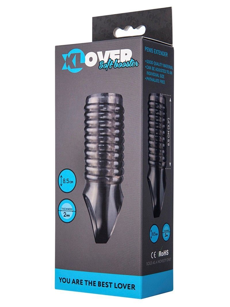 Penis attachment with ribs and scrotum grab
SIZE: 8.5cm - 3... XLover - Penis Extender Sleeve - Black photo-5