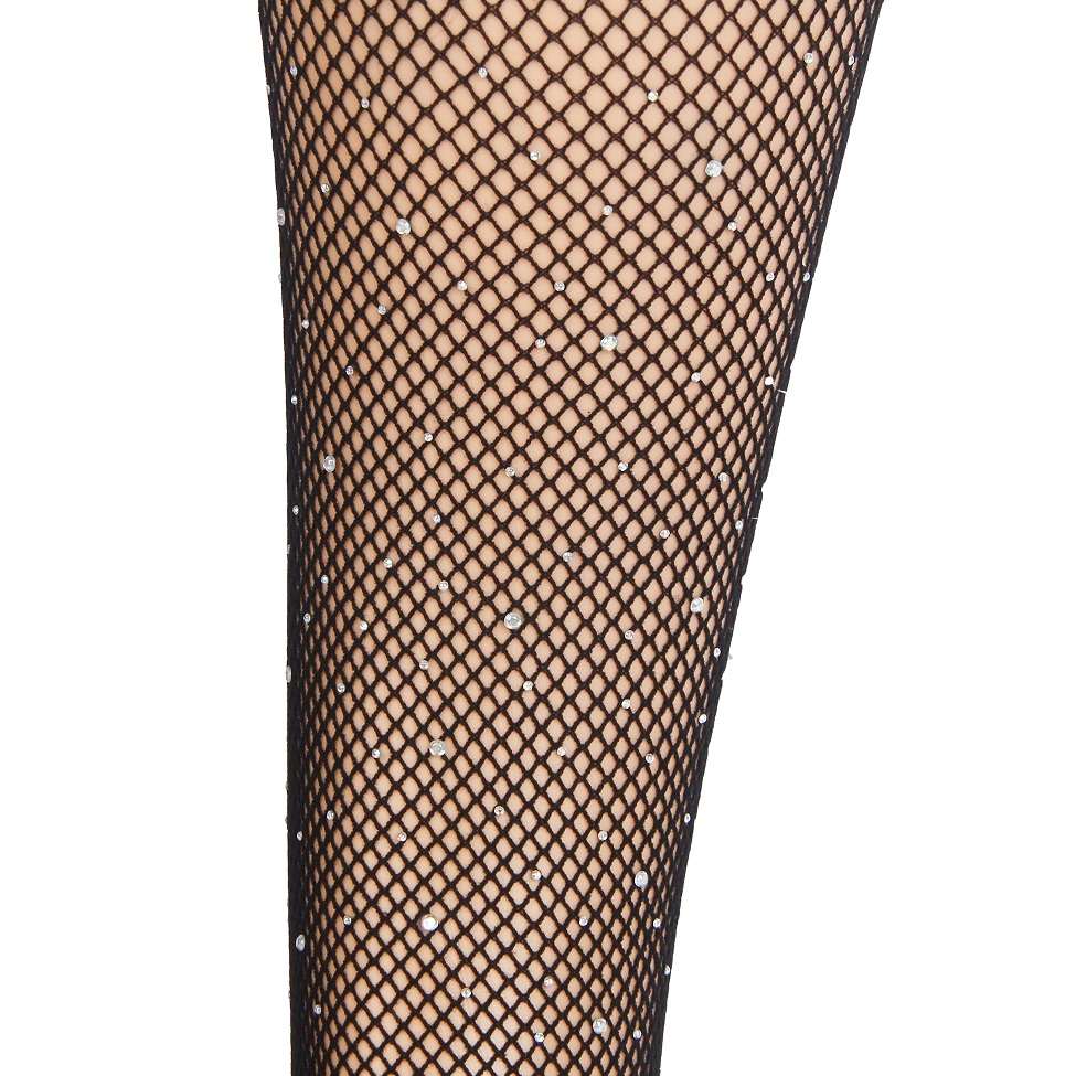 Main fabric is high-elasticity nylon yarn, soft and close-fi... Ohyeah - Lace Rhinestone Stockings - Black - S photo-9