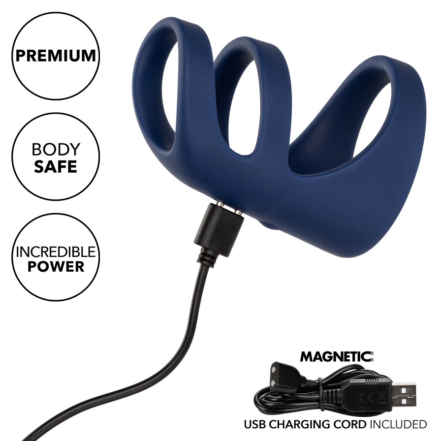 Explore new horizons of pleasure with the Viceroy Rechargeab... CEN - Viceroy Triple Vibro Ring - Blue photo-9