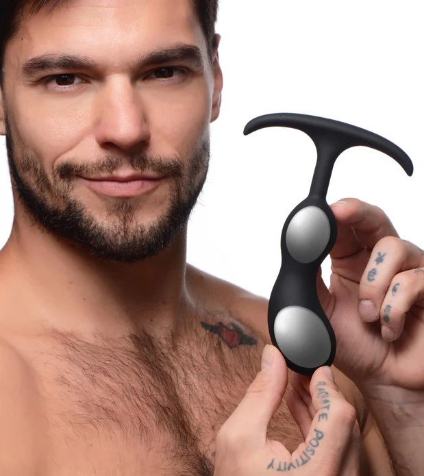 Take a Heavy Hit to your backdoor - this curved comfort plug... Heavy Hitters - Weighted Prostate Plug M - Black photo-2