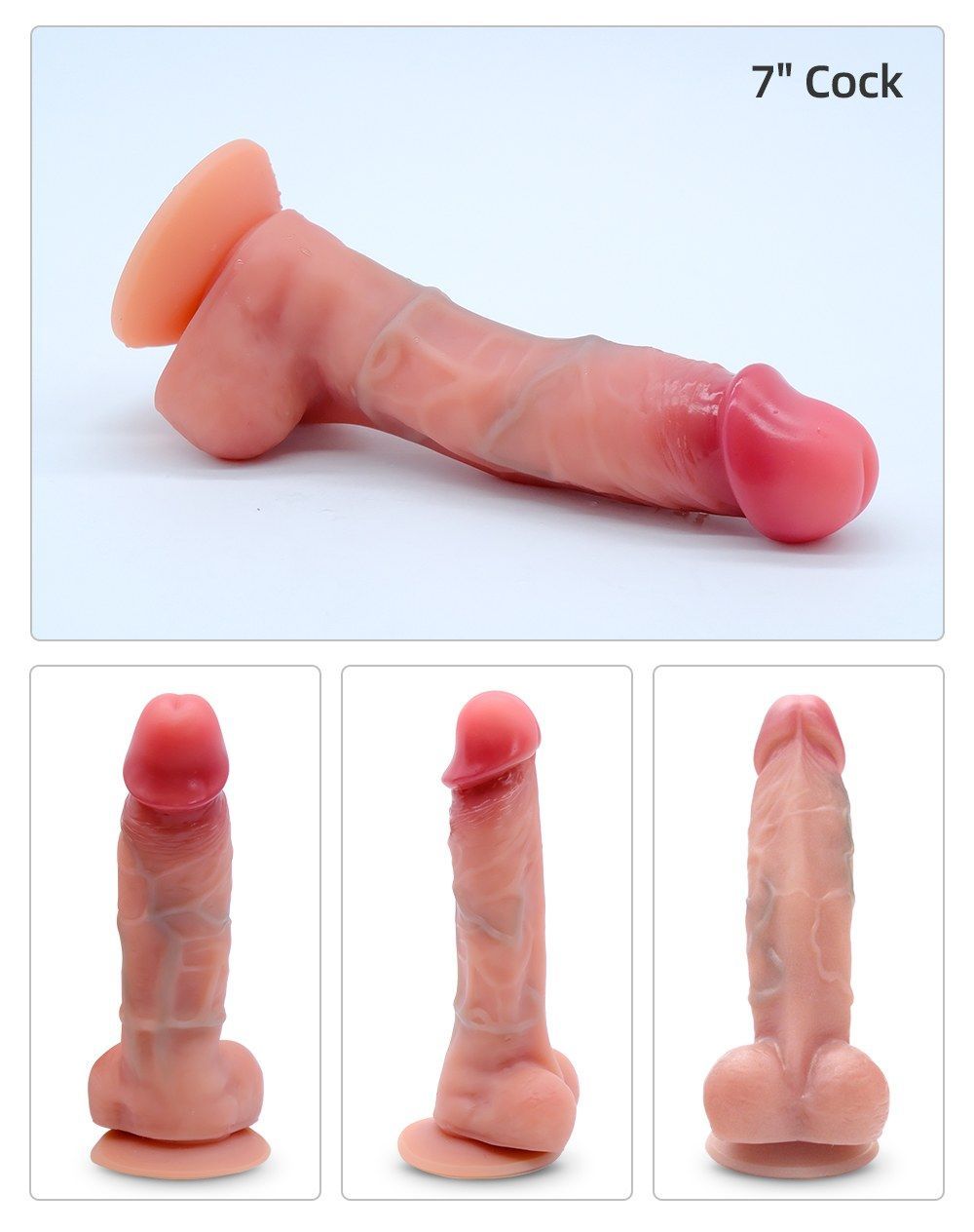 Ergonomic design, Lifelike silicone cock, Real touch feeling... Drywell - Realistic Cock 18cm - Flesh photo-18