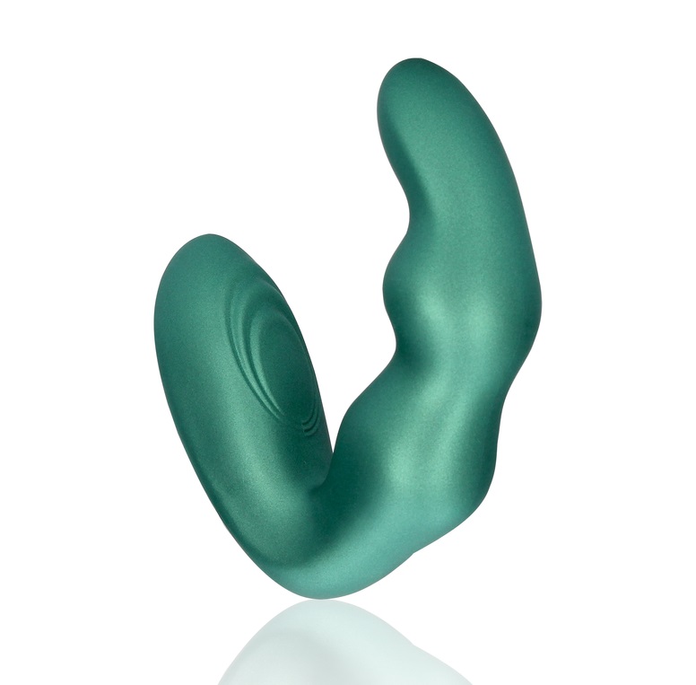 Enhance your pleasure with the Bent Vibrating Prostate Massa... Ouch - Bent Prostate Massager - Metallic Green photo-3