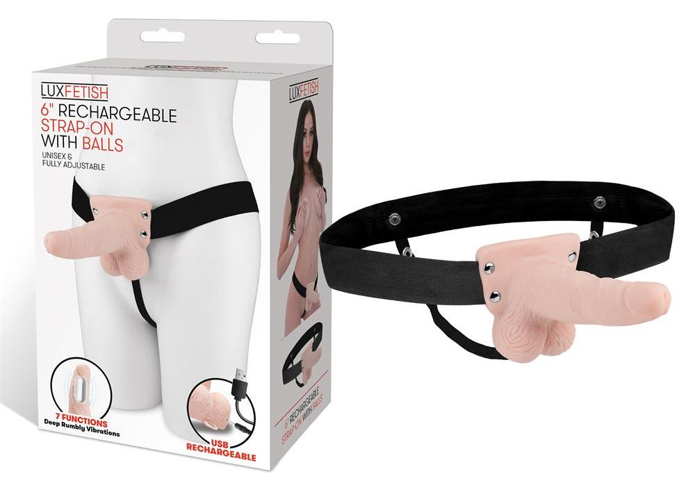Take the plunge into pegging and other penetration fantasies... Lux Fetish - 6'' Rechargeable Strap-ons With Balls - Fresh photo-8