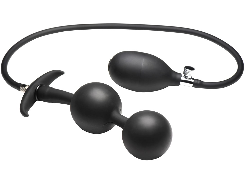 Go deeper with your fantasies and stretch the limits of your... Master Series - Ass Rattler Weighted Inflatable Plug - Black photo-2