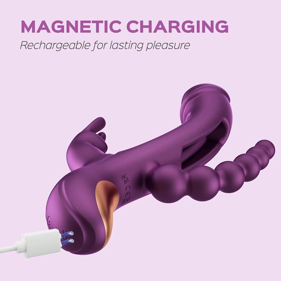 Looking for a vibe to sweep you off your feet? This app-cont... Honey Play Box - Trilux App Rabbit Vibrator w Beads - Purple photo-9