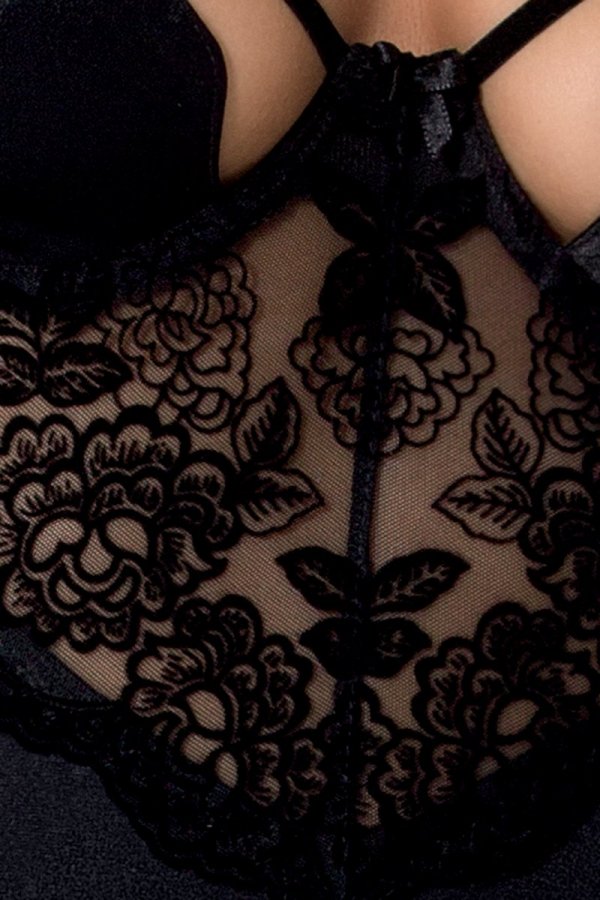 Tonya - black, satin chemise enriched with lace - beautifull... Passion - Tonya Chemise - Black - S/M photo-4