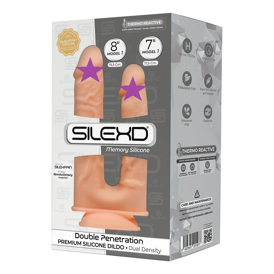 The Double Penetrator made from super-soft premium silicone ... Silexpan - 8" Double Dildo - Flesh photo-2