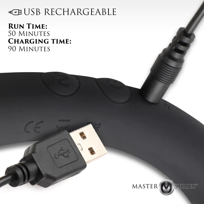 One of your favorite toys just got an upgrade! This crescent... Master Series - Vibra-Crescent Double Dildo - Black photo-5