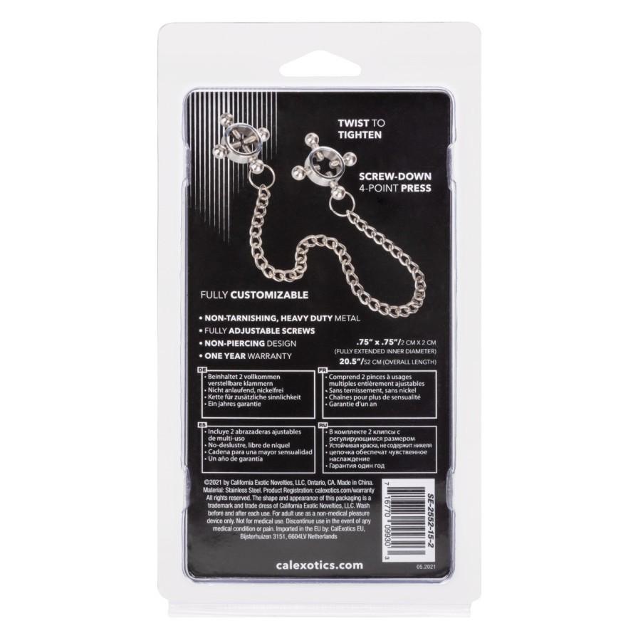 Push sensation to the next level and enjoy teasing nipple pl... CEN - 4-Point Nipple Press w Chain - Silver photo-6