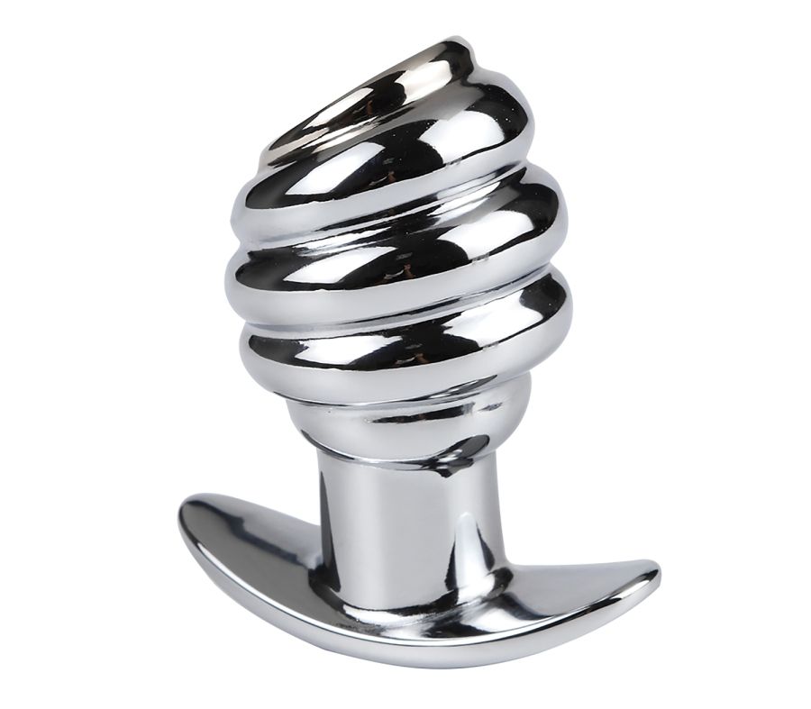 Hollow anal plug for massage and stimulate the anus MT - Hollow Ribbed Anal Plug - Silver photo-3