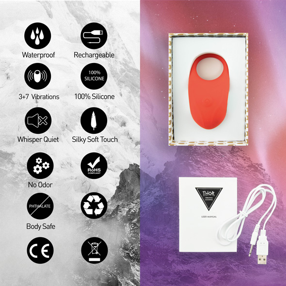 The vibrating cockring Thor of Feelztoys makes your erection... Feelztoys - Thor Vibro Ring - Red photo-7