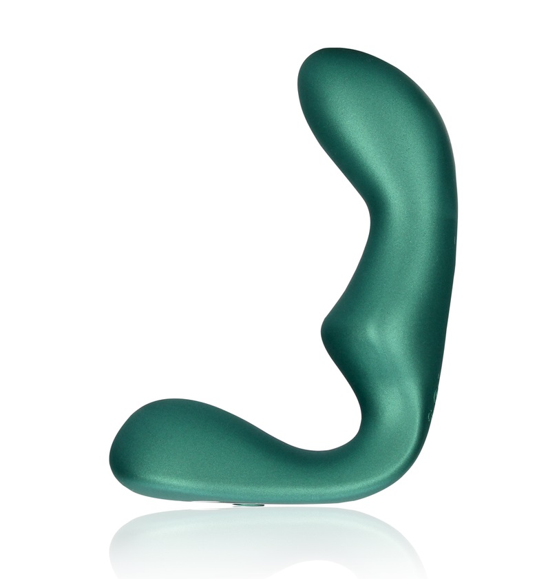 Unlock intense pleasure like never before with the Pointed V... Ouch - Pointed Prostate Massager - Metallic Green photo-4