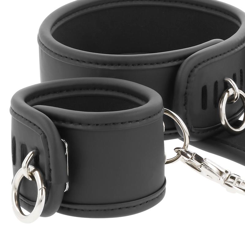 FETISH SUBMISIVE Presents this set of cuffs for neck and wri... Fetish Submissive - Bound Neck to Wrist Restraints - Black photo-2