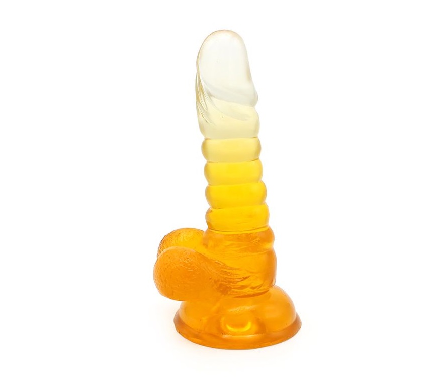 This special transparent dildo has an amazing color mix and ... Kiotos - Spiral Dildo 01 - Yellow photo-4