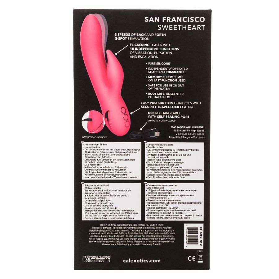 .
CEN - CalDream San Francisco Sweetheart 上下按压G点兔仔按摩棒 - 粉色 照片-11