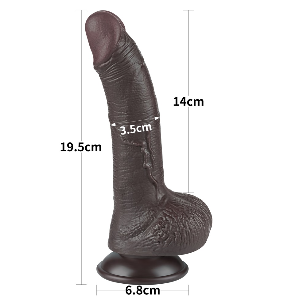 Made of realistic dual-layer sliding-skin material for Iifel... Lovetoy - 7.5" Curved Sliding Skin Dildo - Brown photo-12