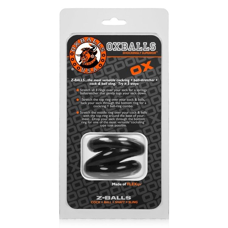 Z-BALLS is a uniquely shaped super-soft ballstretcher/cockri... Oxballs - Z-Balls Ballstretcher - Black photo-4