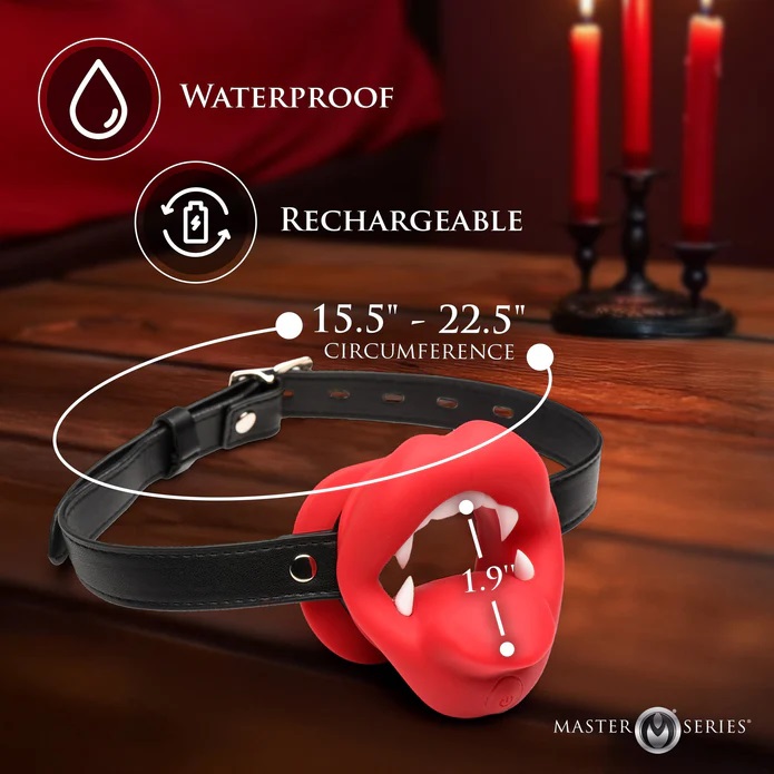 Elevate your oral game with the unique Vampire Vibrating Mou... Master Series - Vampire Vibro Mouth Gag - Red photo-5