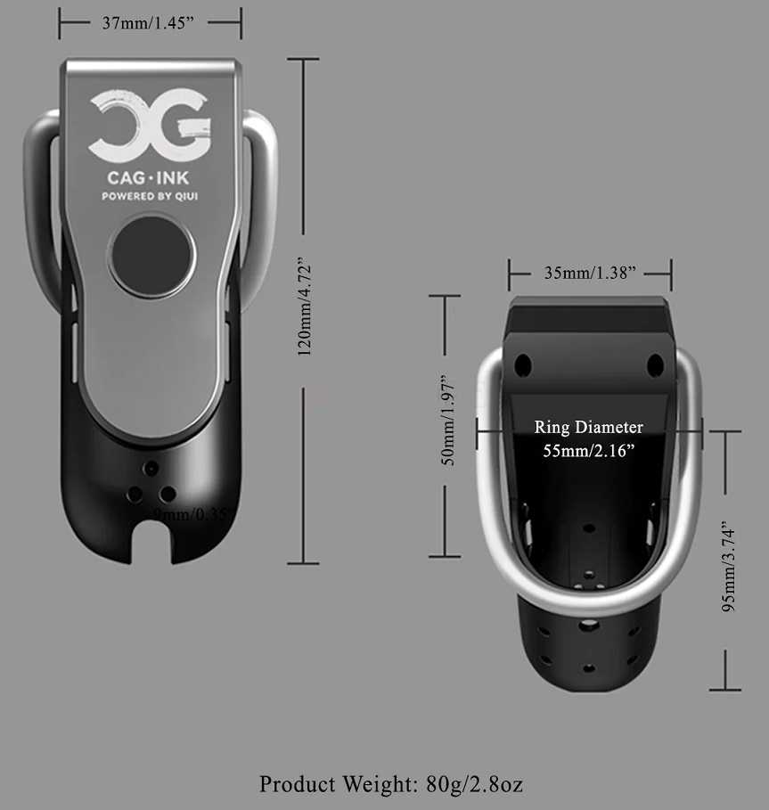 3-Shock modes (Vibrate / Tremble / Sting) at your ch... QIUI - APP Controlled Chastity Device L - Black photo-14