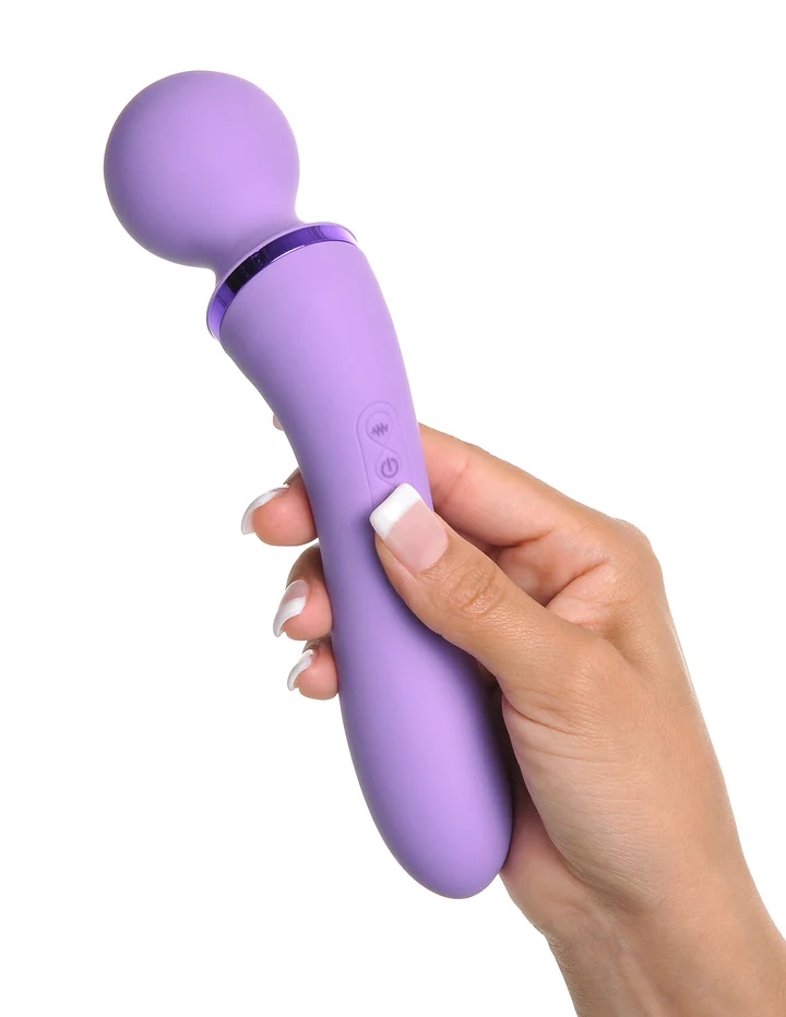 She deliberately locked her bedroom door and removed her Duo... Pipedream - Duo Wand Massage-Her - Purple photo-2